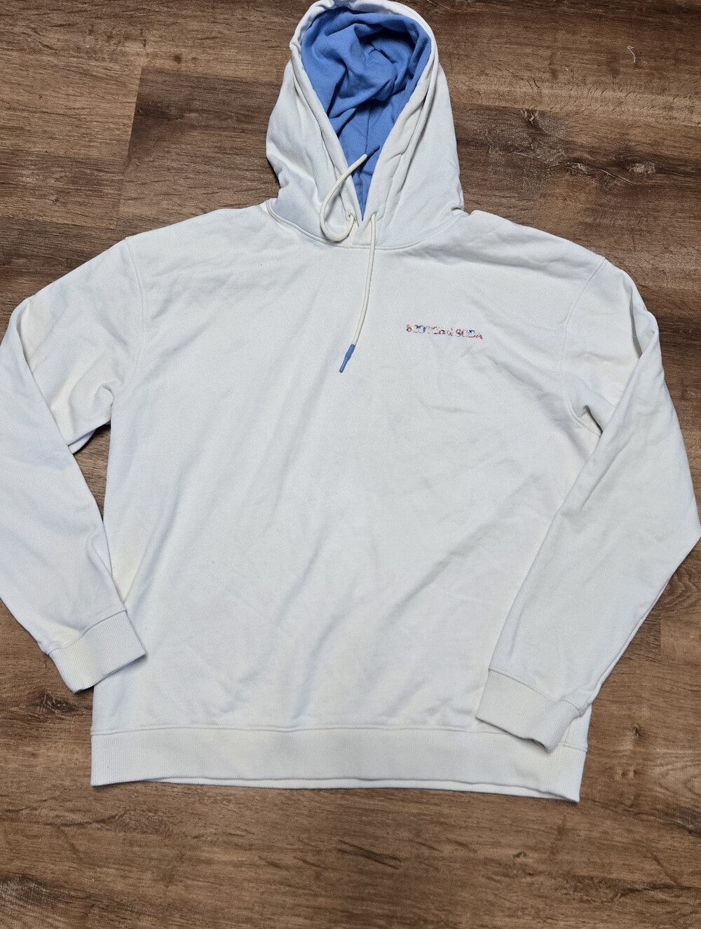 Scotch & Soda  Amsterdam White Hoodie with Light Blue Hood Lining Extra Large